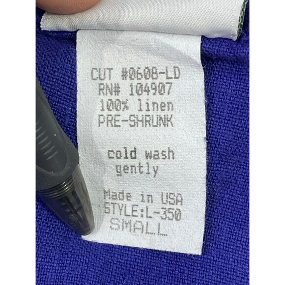 Vintage Donna Linen Dress Shirt Set Small Blue Embroidered Cottage Core Boho - Picture 11 of 11